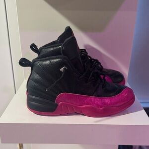 Jordan 12 black and pink size 2y